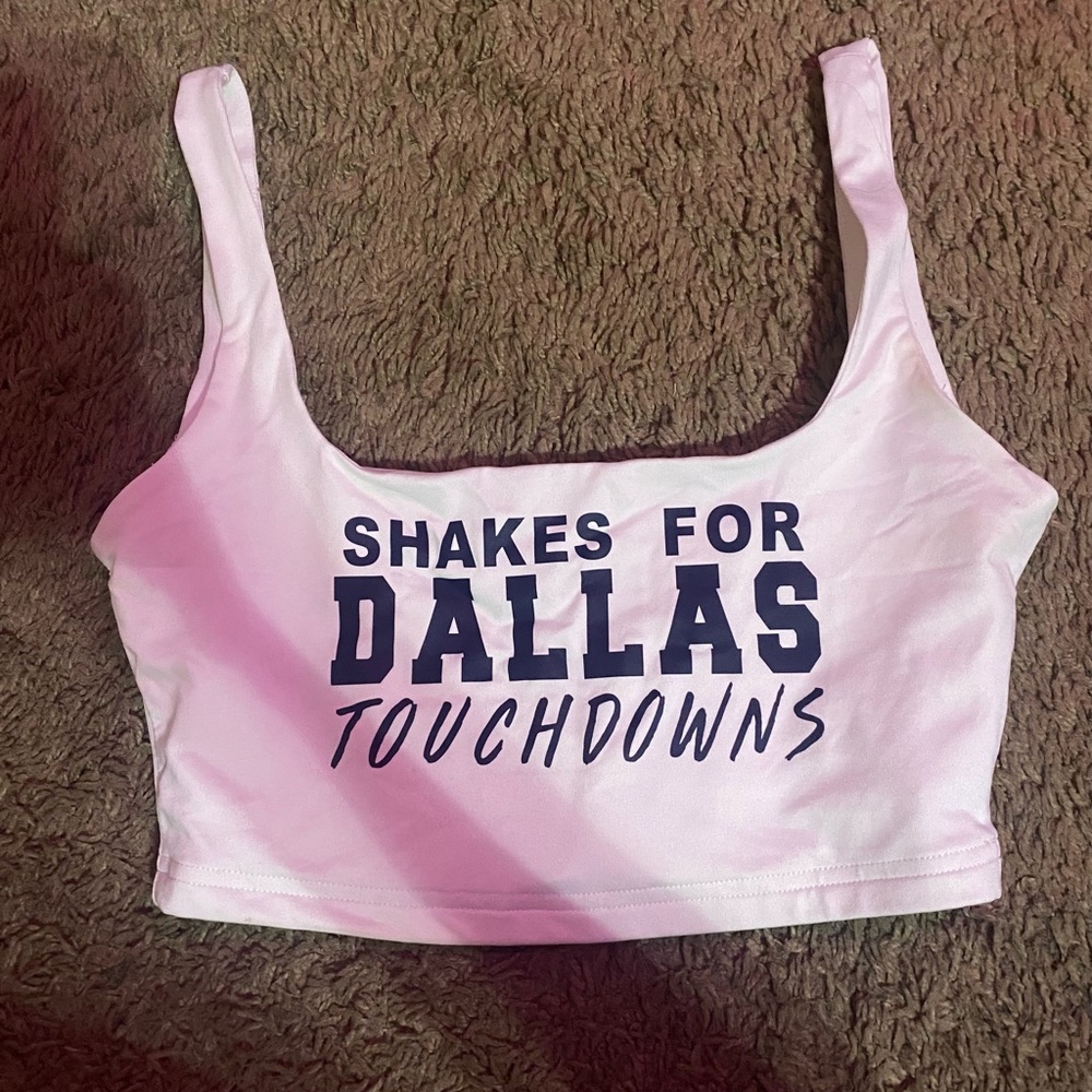Shakes for Dallas Touchdowns White Crop Top